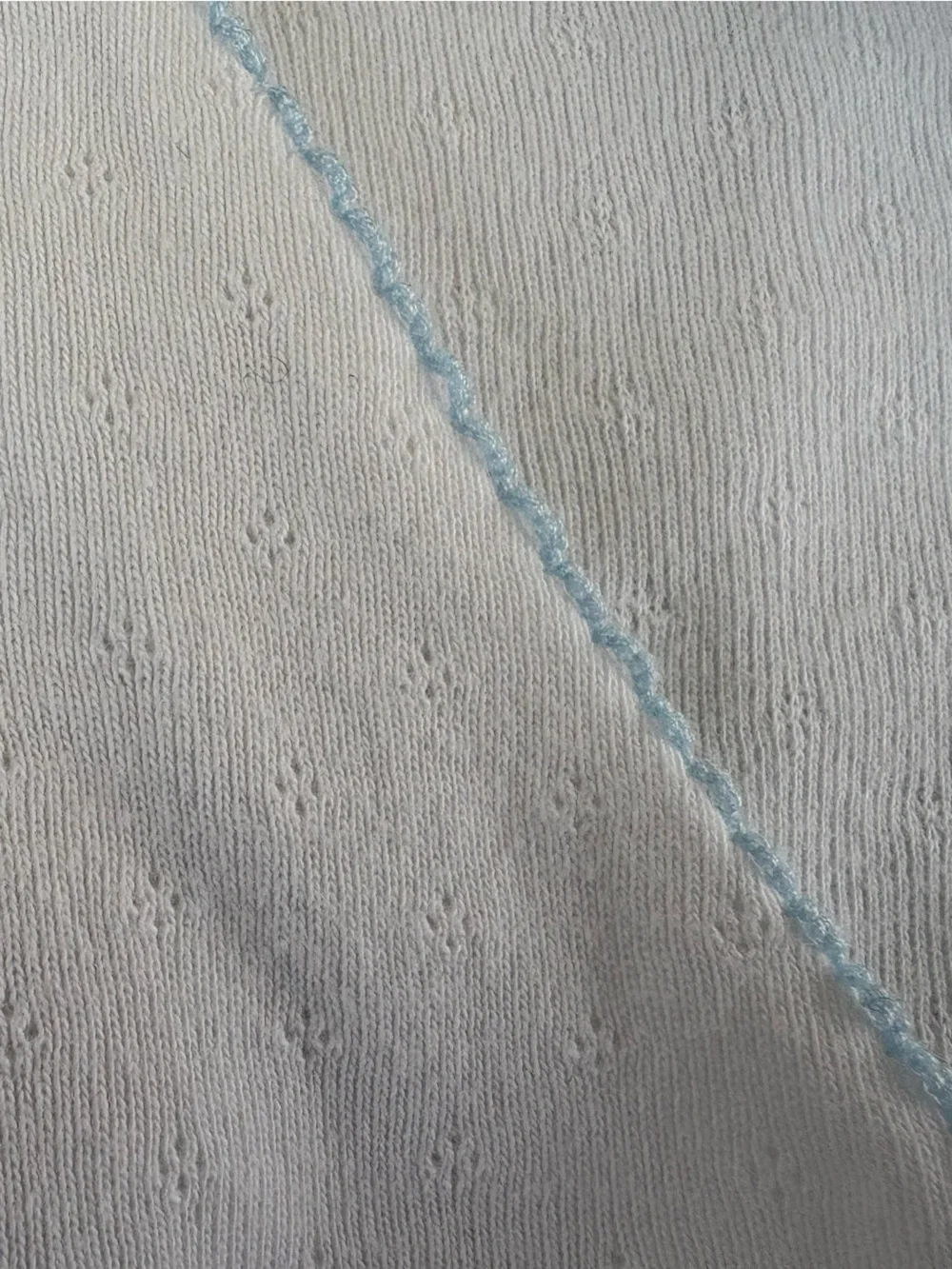 Talbots White Cardigan Sweater Light Blue Floral Trim Cottagecore L - Picture 3 of 7